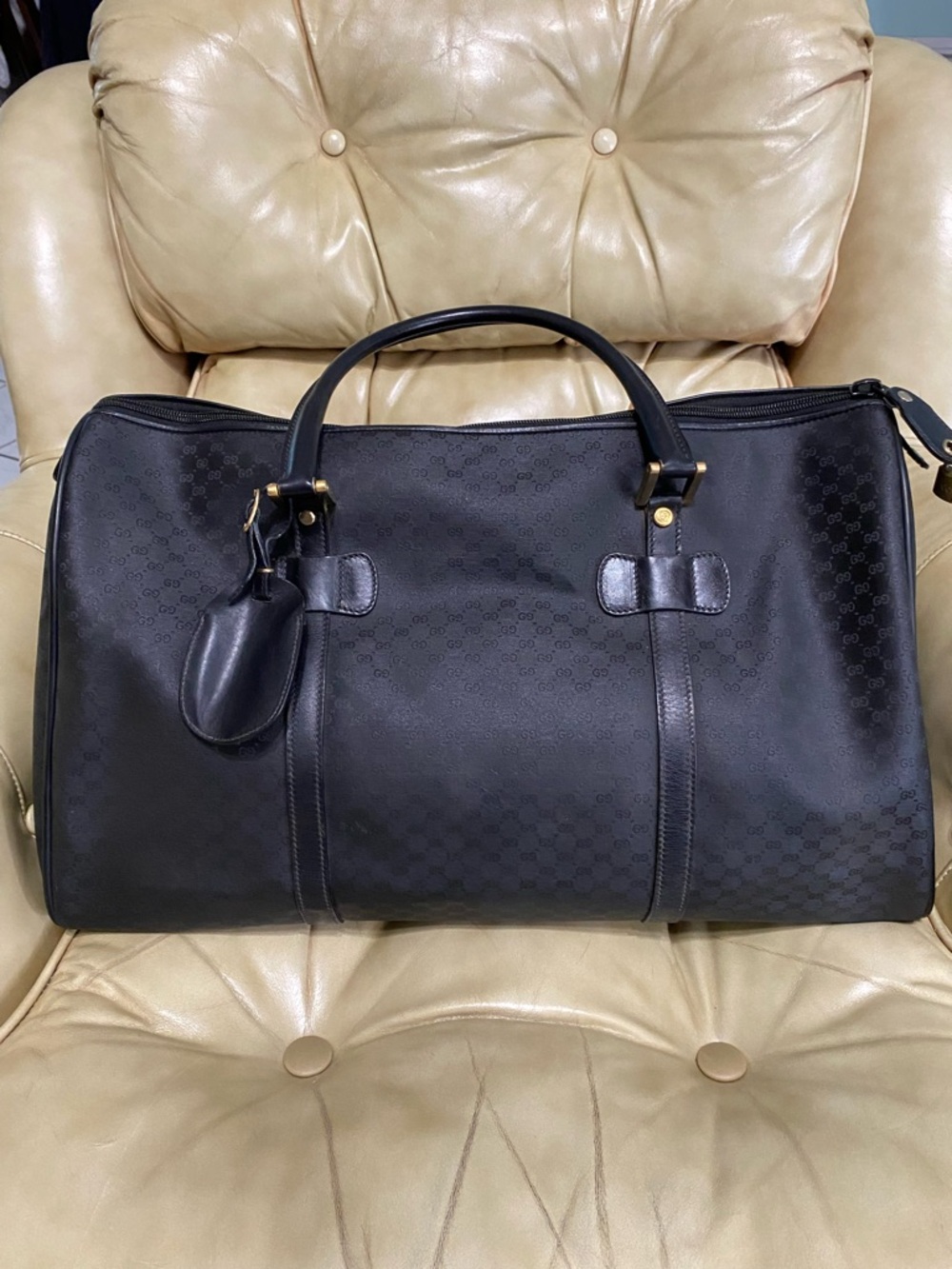 XL Gucci Travel Bag Duffel Micro GG Monogram Black Unisex Luggage Satchel - Picture 4 of 17